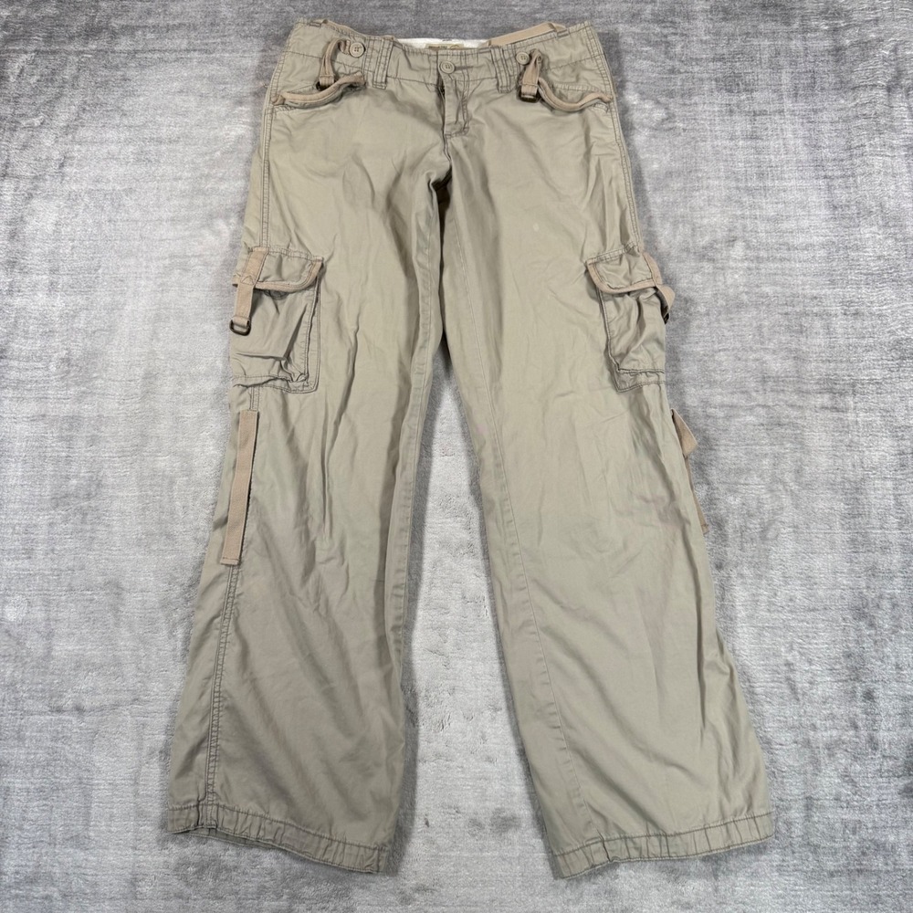 American Eagle Pants Womens 4 Tan Cargo Wide Leg Y2K Utility Paratrooper Khaki